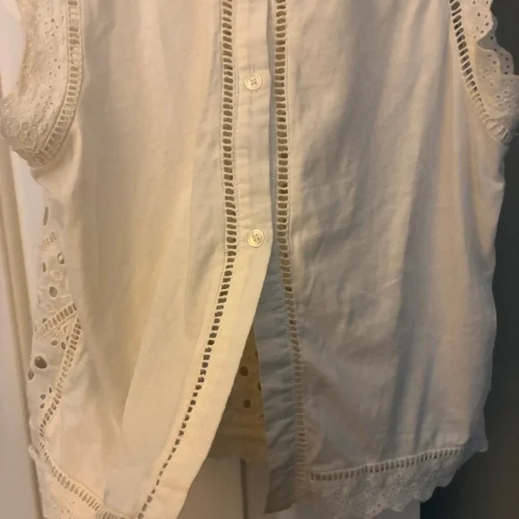Anthropologie James Coviello White Lace Blouse Sz S EUC - Picture 10 of 10